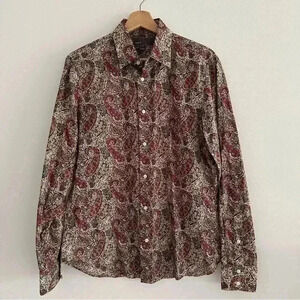 New Men’s Vince Button Down Shirt Paisley Print Sz M Cotton